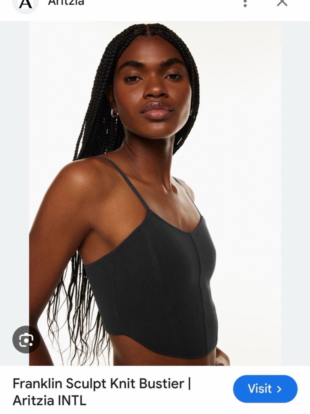 Babaton Black Bustier Crop Camisole with Spaghetti Straps